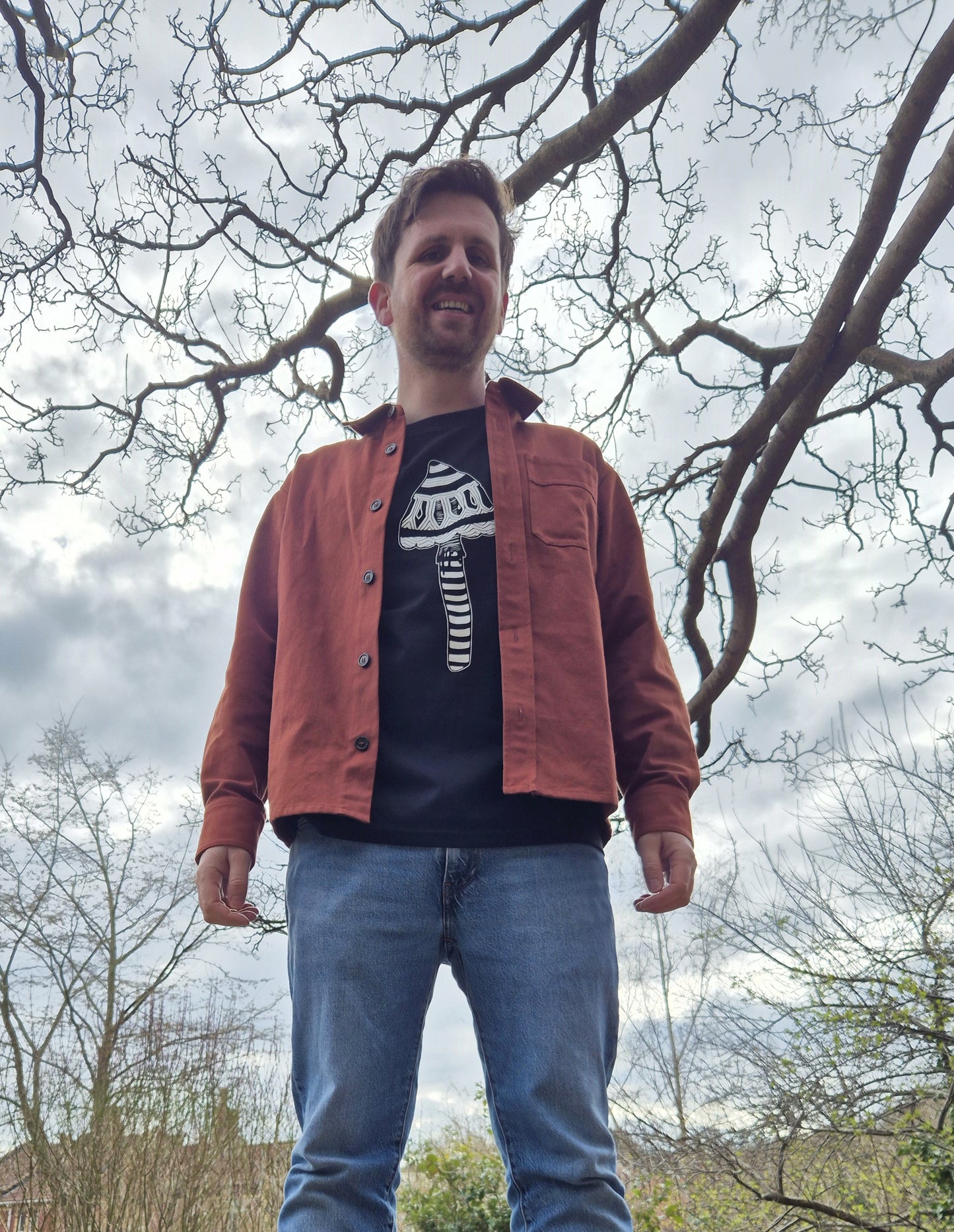 LIMITED RUN! Mushroom Black T-shirt Tee - Unisex Organic Cotton Clothing