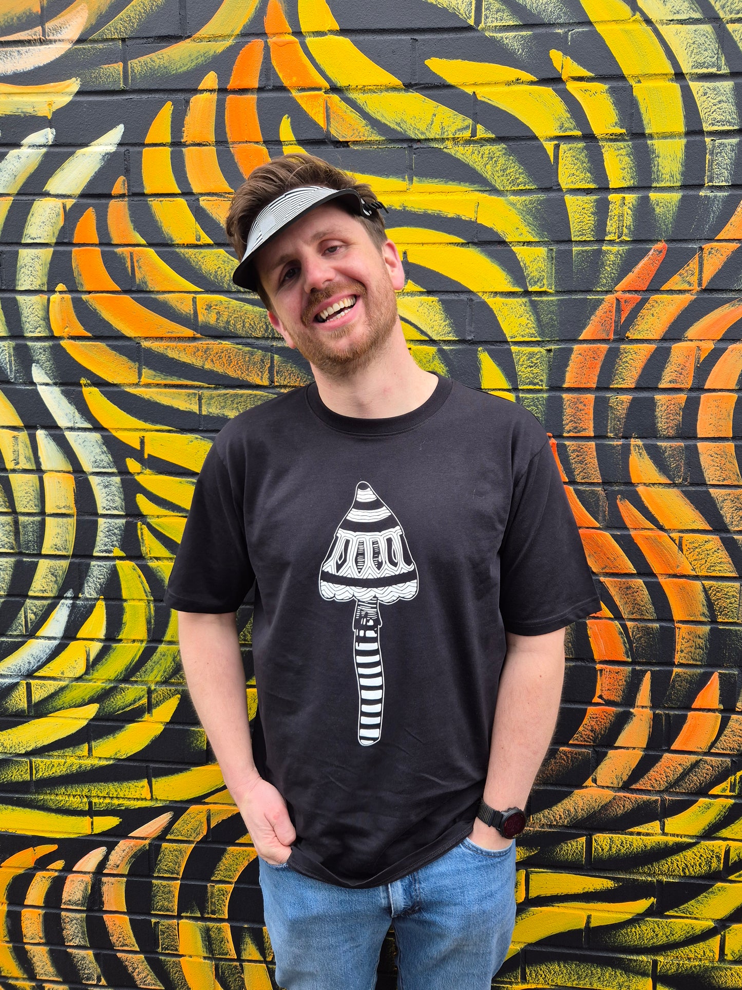 LIMITED RUN! Mushroom Black T-shirt Tee - Unisex Organic Cotton Clothing