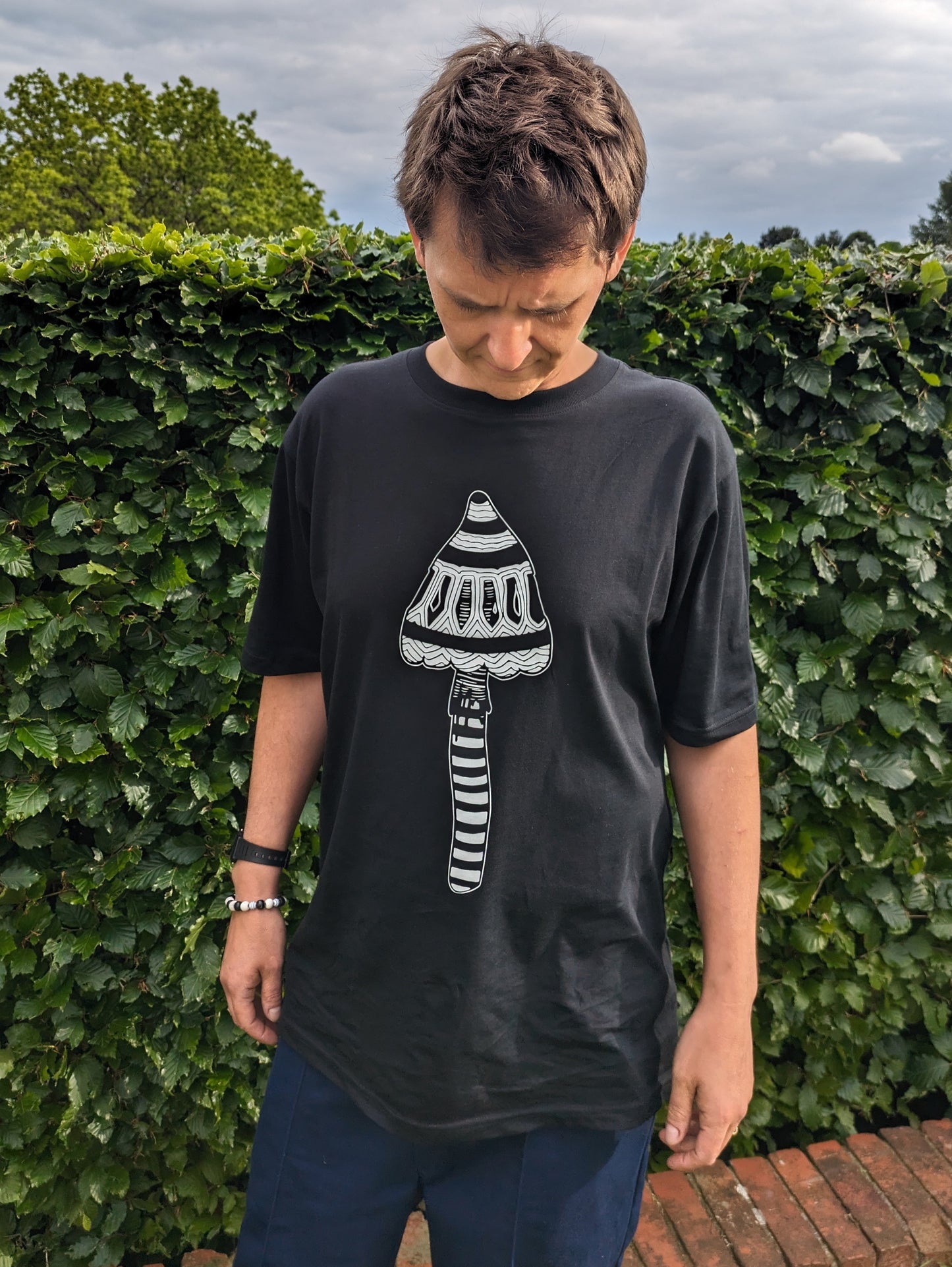 LIMITED RUN! Mushroom Black T-shirt Tee - Unisex Organic Cotton Clothing