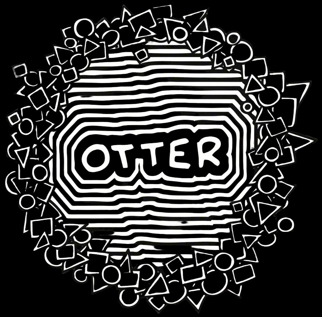 Patterned OTTER with hidden word - White T-shirt Tee - Unisex Organic Cotton Clothing