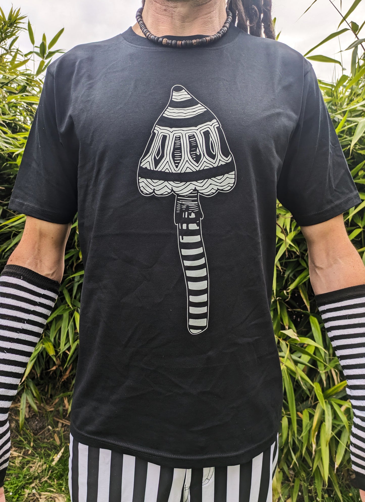LIMITED RUN! Mushroom Black T-shirt Tee - Unisex Organic Cotton Clothing