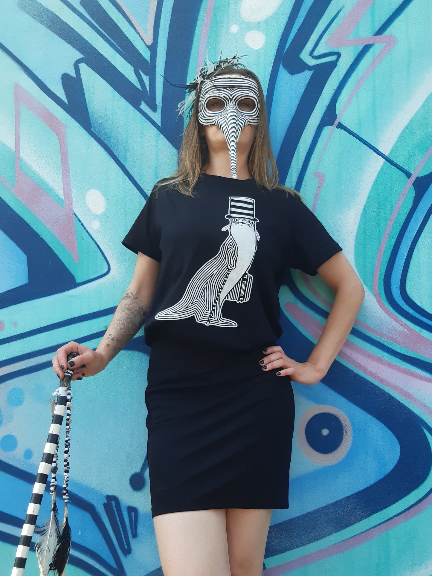 BEST SELLER! OTTER in a Tophat - Black T-shirt Tee - Unisex Organic Cotton Clothing