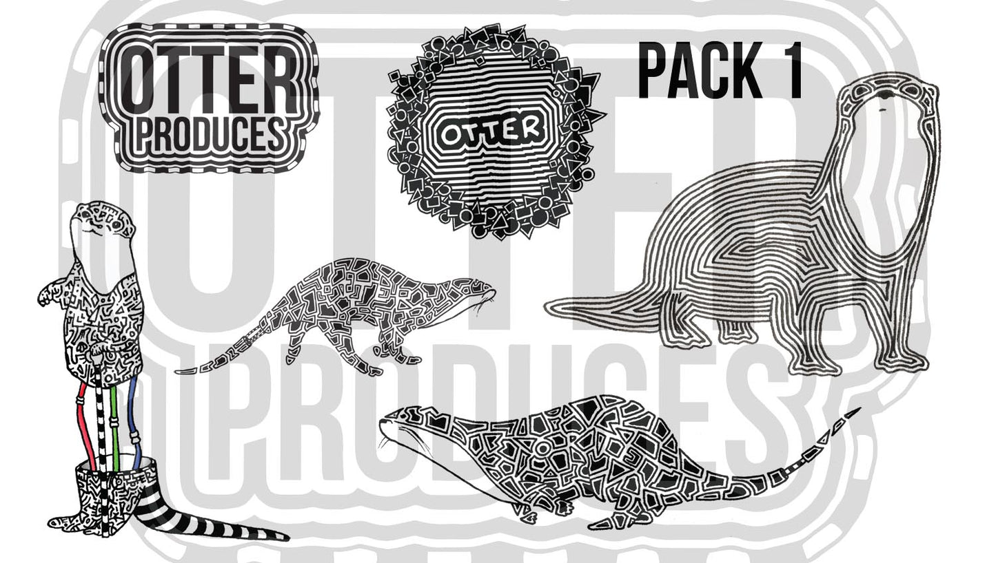 OTTERs of OTTOPIA Sticker Pack 1 - Waterproof, long-lasting stickers for indoor and outdoor use
