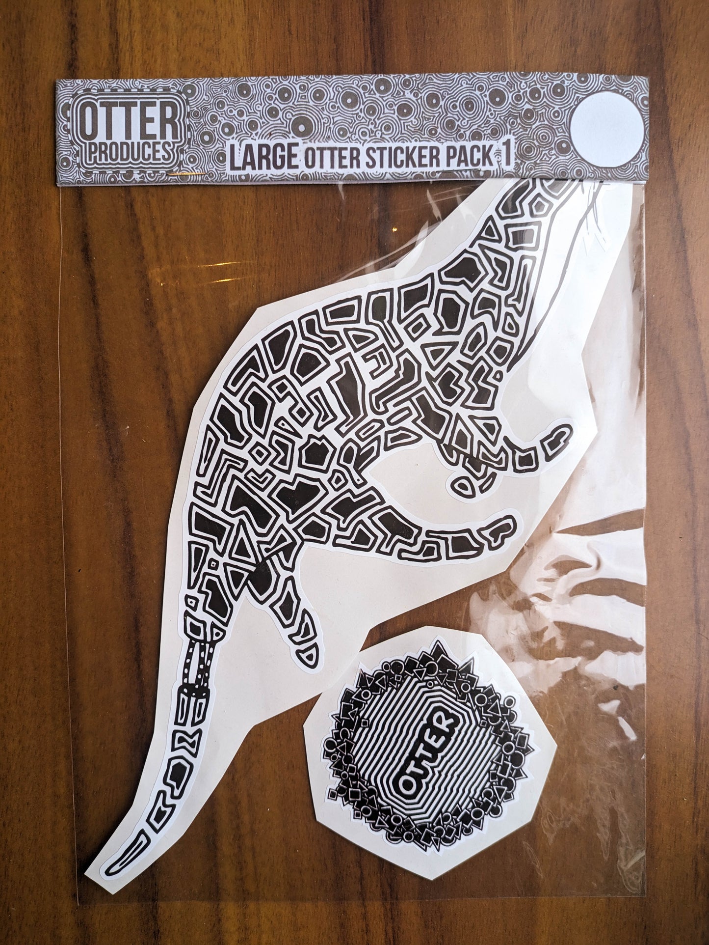 Large Patterned OTTER with hidden word Sticker - Waterproof, long-lasting stickers for indoor and outdoor use