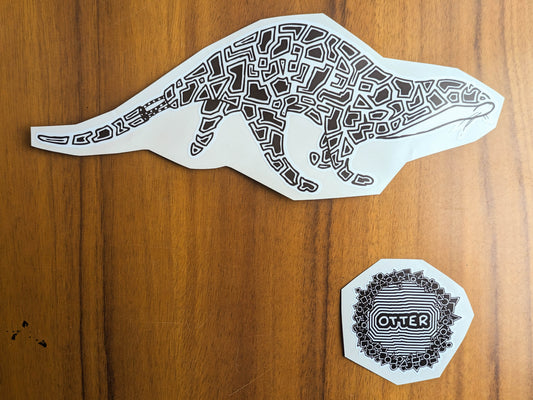 Large Patterned OTTER with hidden word Sticker - Waterproof, long-lasting stickers for indoor and outdoor use