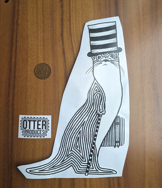 Large Tophat OTTER Sticker - Waterproof, long-lasting stickers for indoor and outdoor use