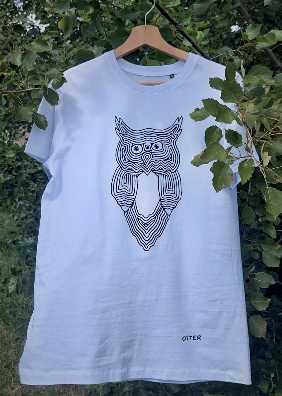 JudgementOWL Owl - White T-shirt Tee - Unisex Organic Clothing
